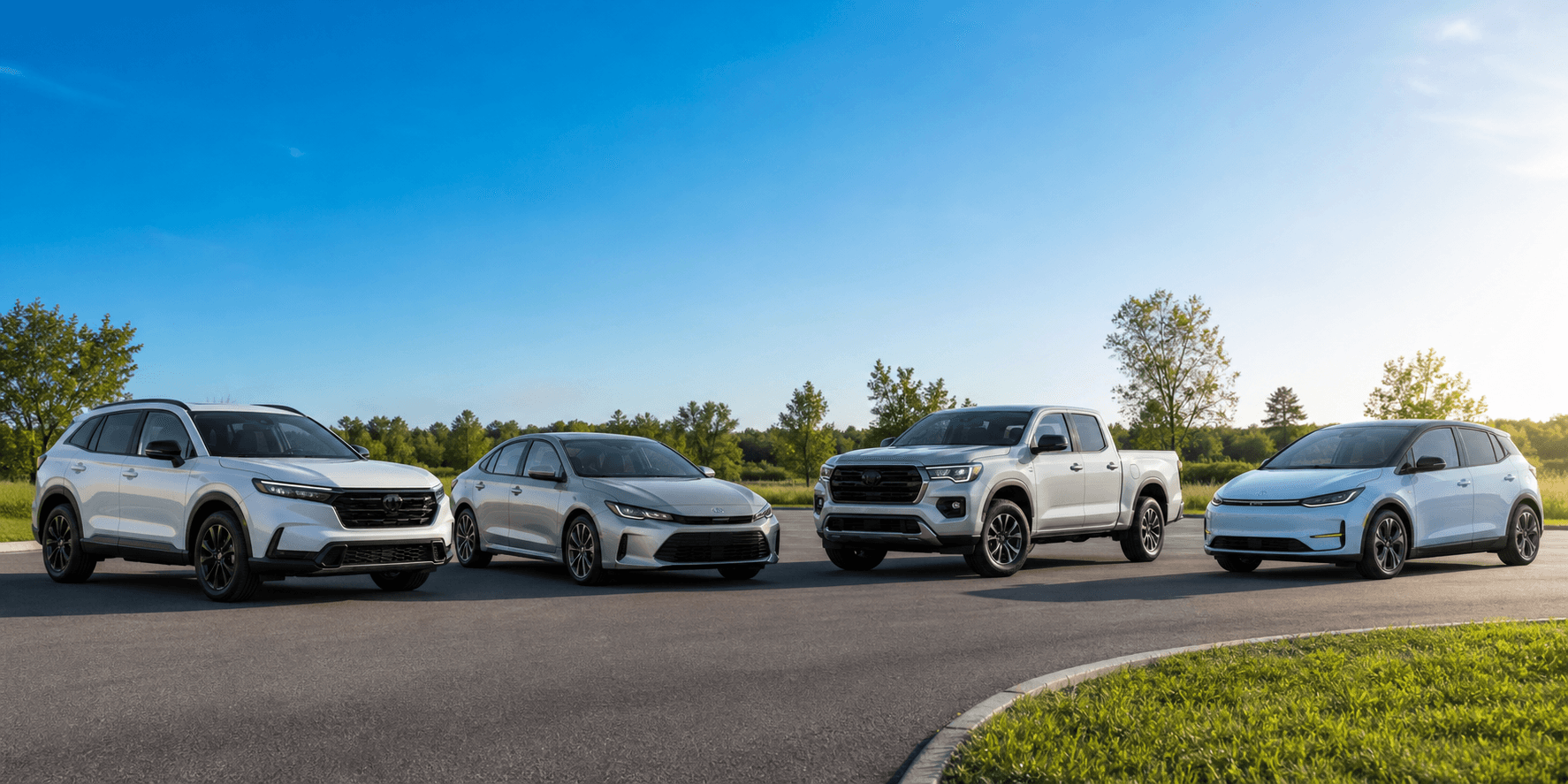 Modern vehicles arranged for a practical comparison